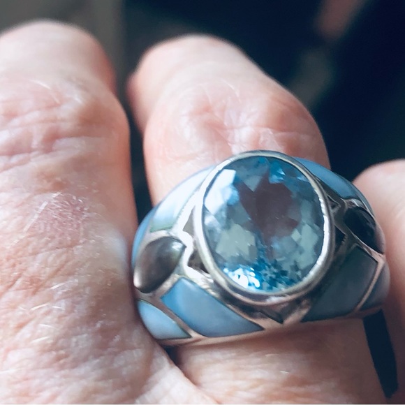 Gorgeous blue Topaz or Aquamarine Ring - Picture 2 of 8